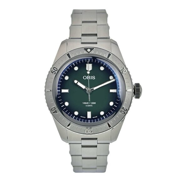 Oris Divers Sixty Five Stainless Steel Green Dial 38mm Automatic Mens Watch 7774 - Picture 1 of 10